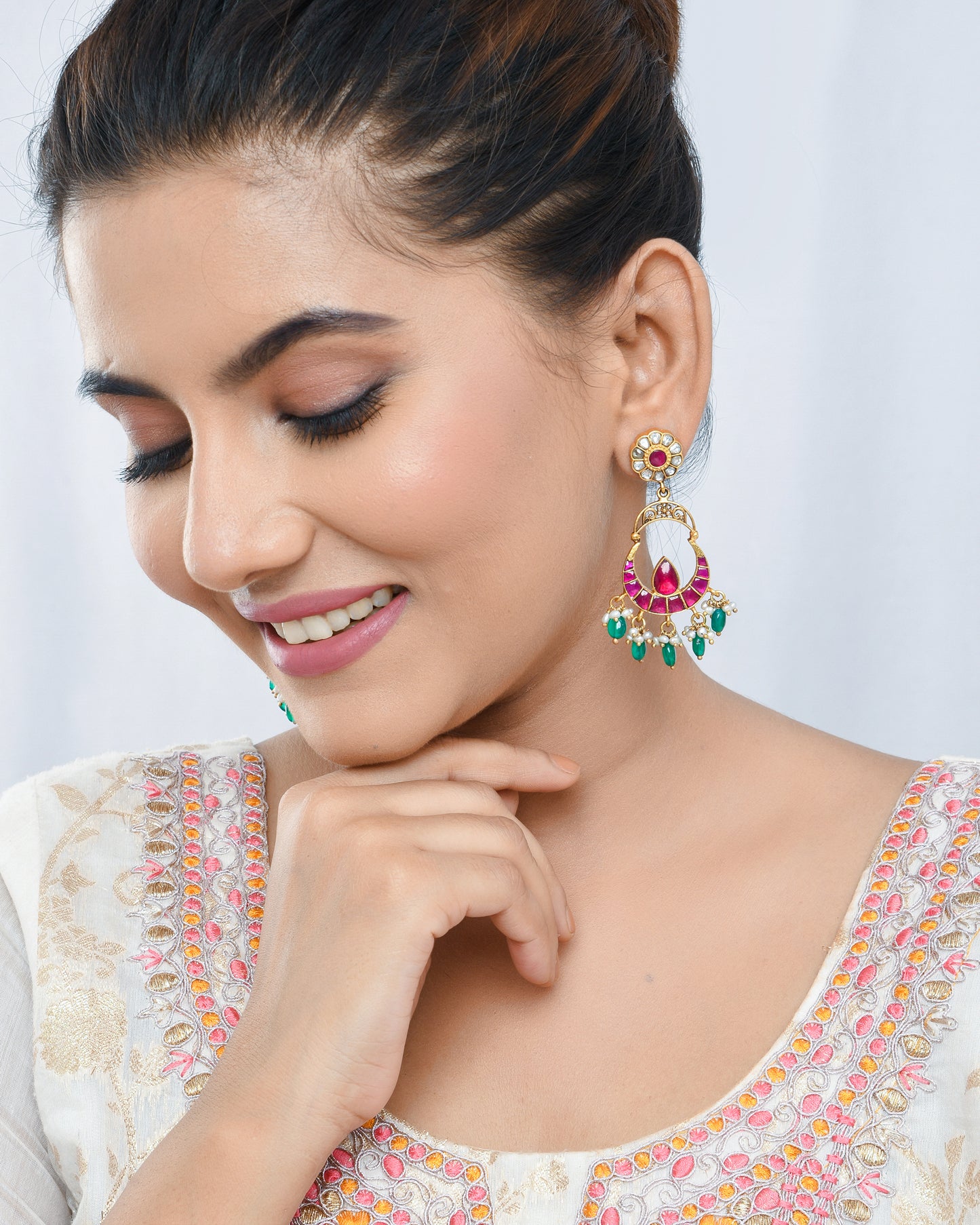South indian chandbali hanging earrings - Yuvaminie