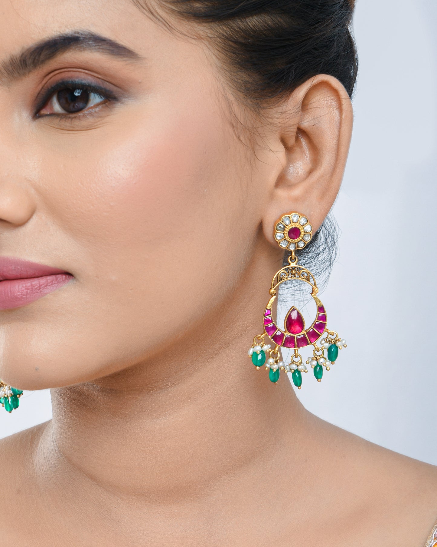 South indian chandbali hanging earrings - Yuvaminie