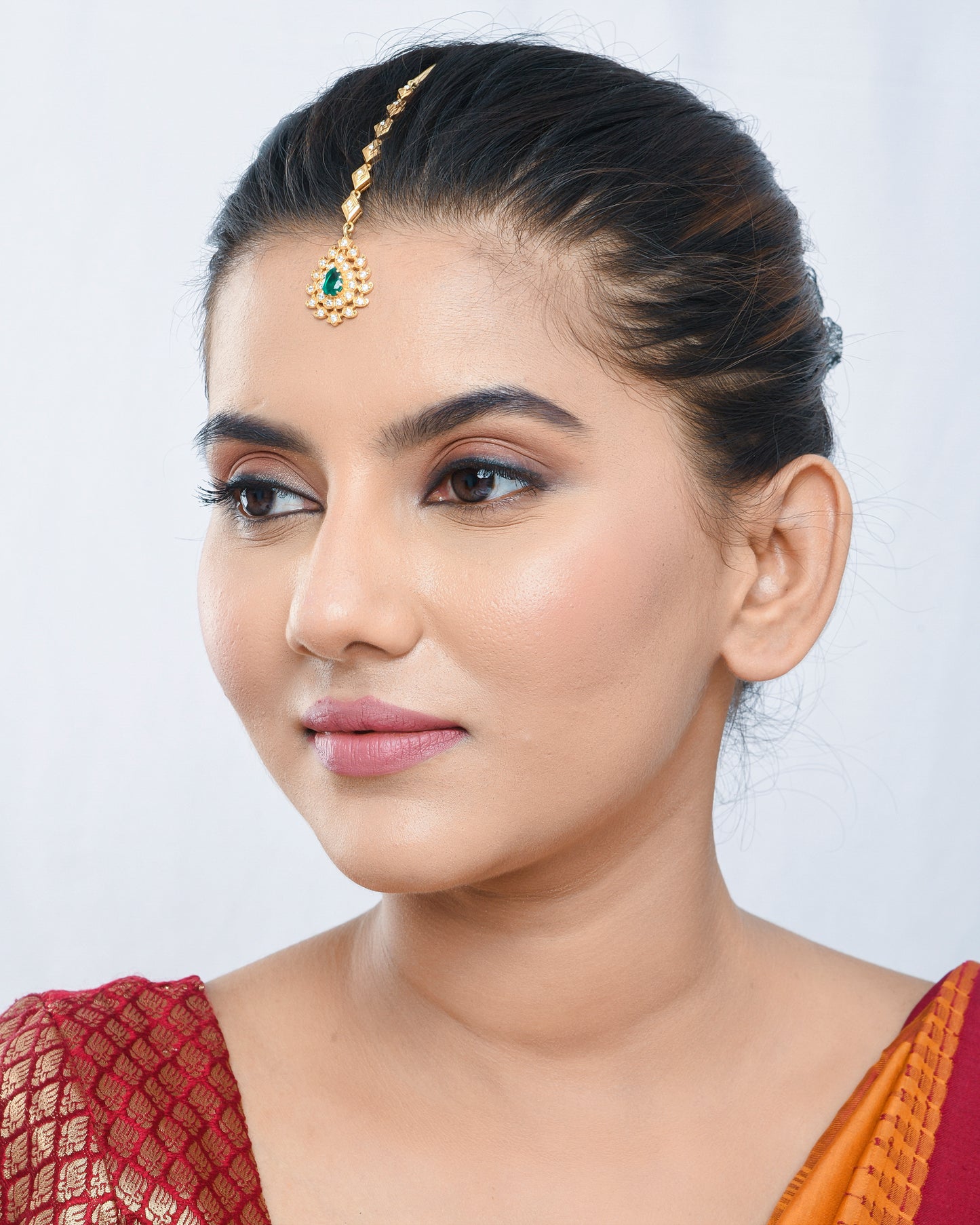 Elegant royal engraving small maang teeka - Yuvaminie