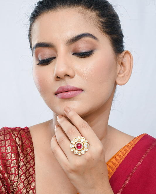 Ruby centric polki ring - Yuvaminie