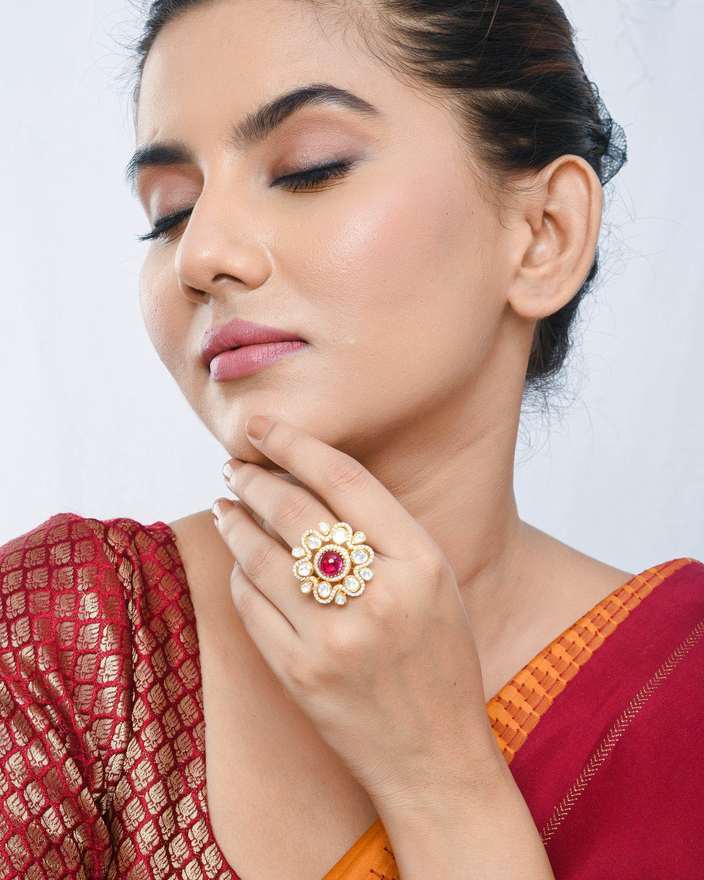 Ruby centric polki ring - Yuvaminie
