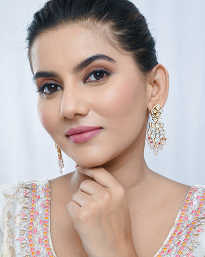Pink aura polki earrings - Yuvaminie