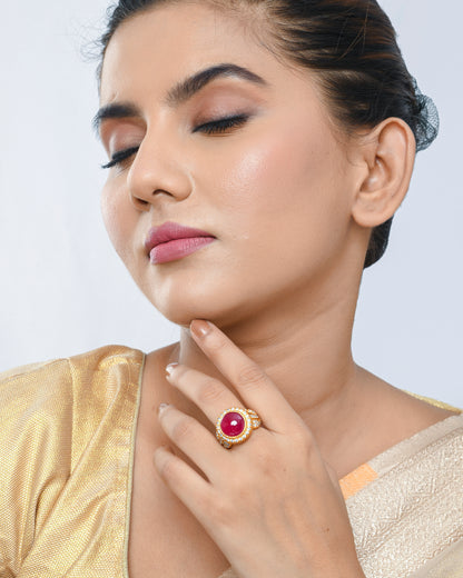 Ruby engraved band ring - Yuvaminie