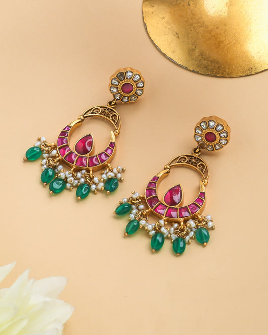 South indian chandbali hanging earrings - Yuvaminie