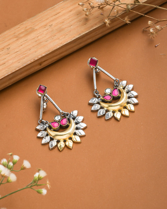 Fusion chandbali studded with red stones - Yuvaminie