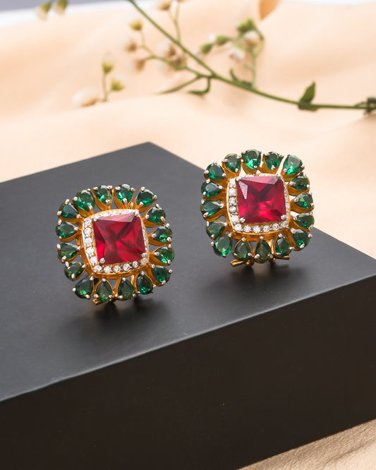 Ruby and emerald stones studs - Yuvaminie