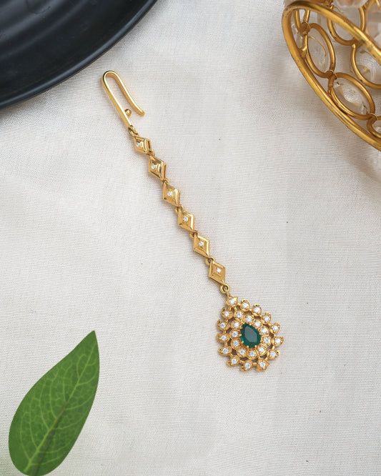 Elegant royal engraving small maang teeka - Yuvaminie