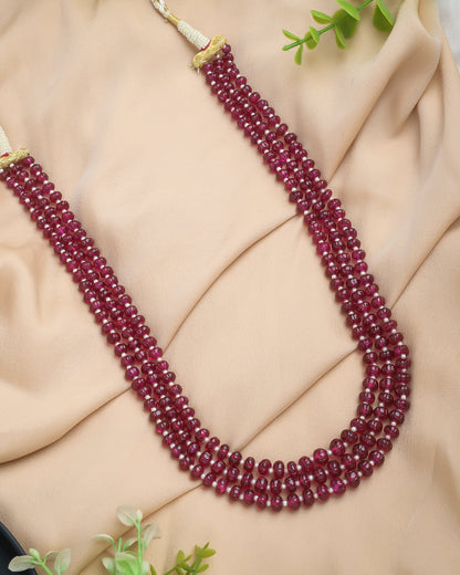 Deep Ruby red melon beads mala - Yuvaminie