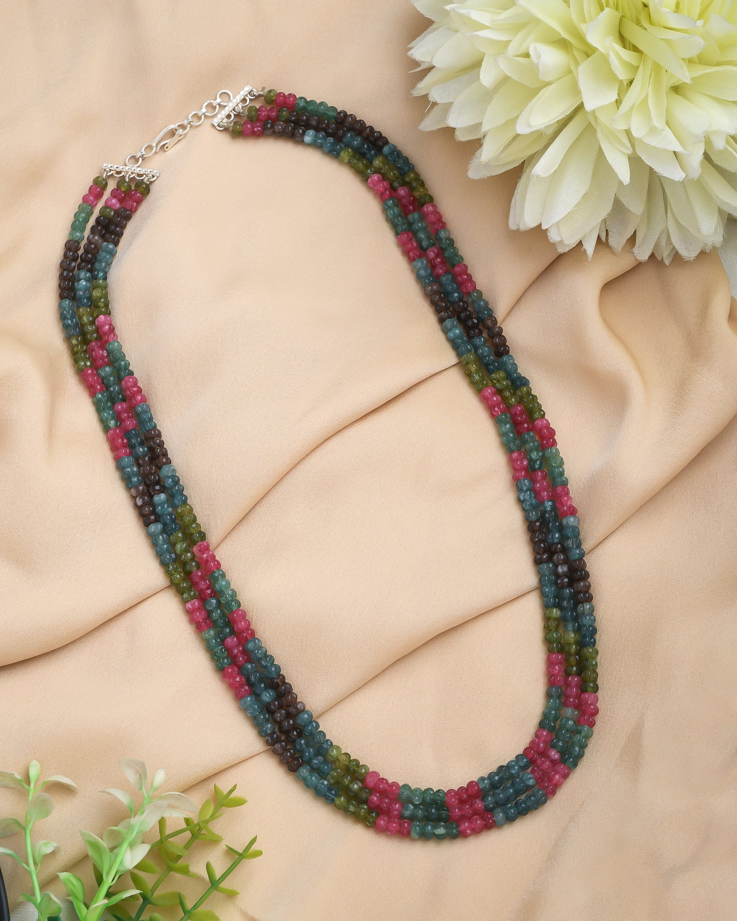 Multilayerd tourmaline natural gemstone melon beads - Yuvaminie