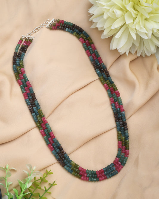 Multilayerd tourmaline natural gemstone melon beads - Yuvaminie