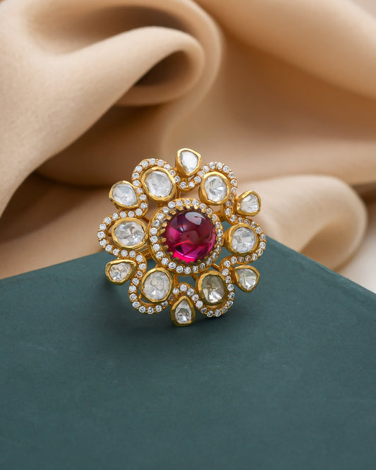 Ruby centric polki ring - Yuvaminie