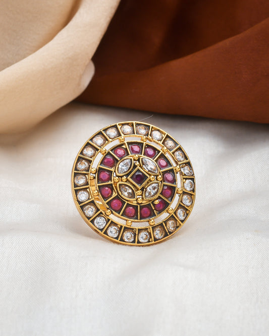Oxidized gold toned sweety cocktail ring - Yuvaminie